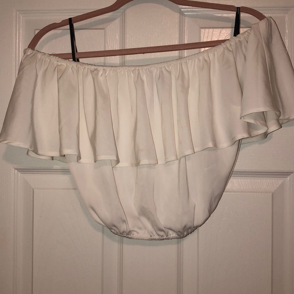 Forever 21 Tops - White Ruffled Off the Shoulder Crop Top